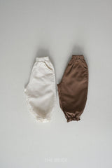［The beige］Frill cotton linen pants