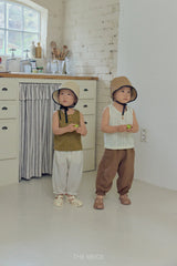 ［The beige］Frill cotton linen pants