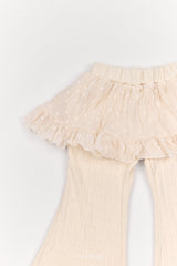 ［The beige］Chiffon Skirt Pants