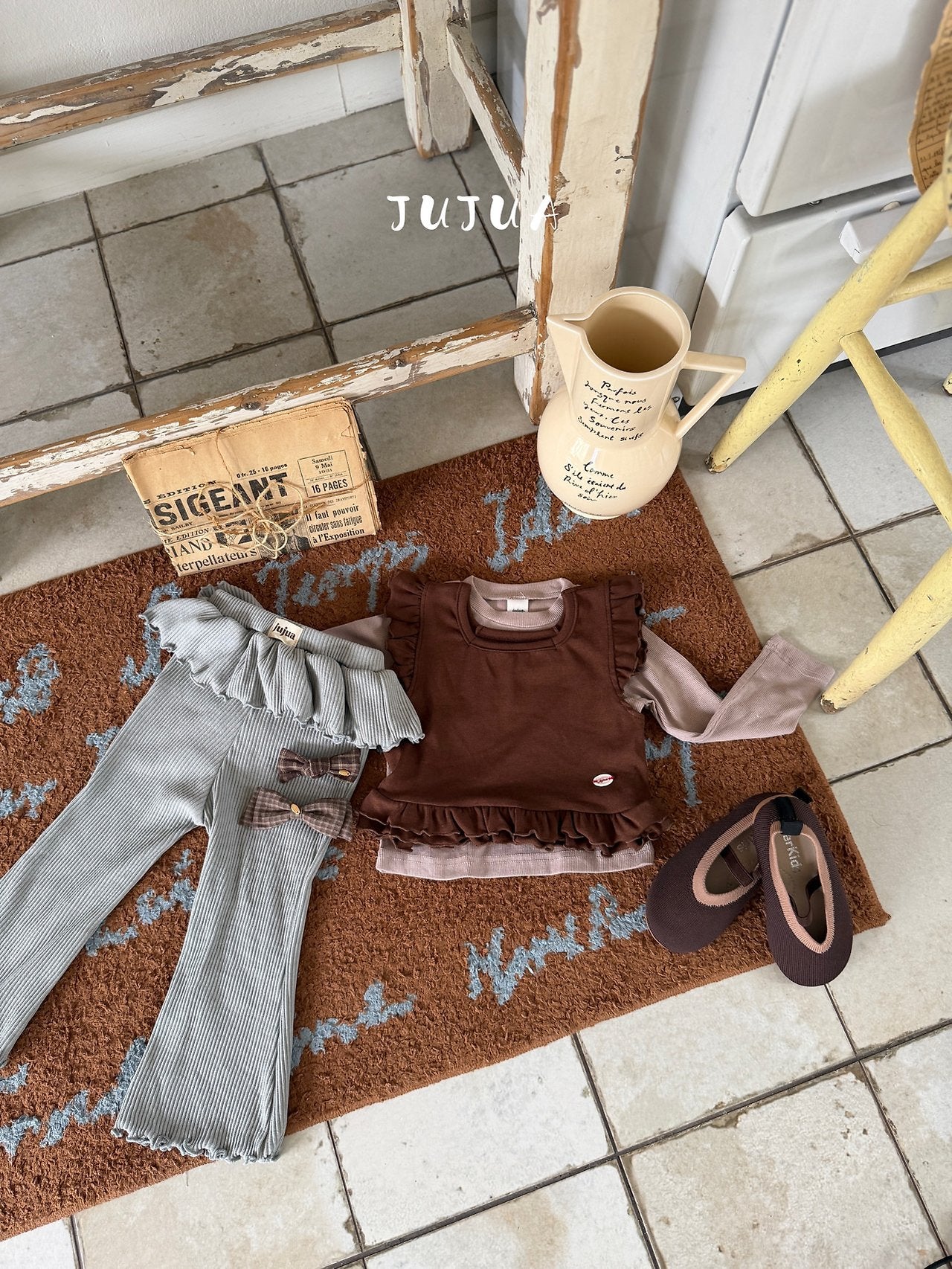 ［jujua］Frill flare pants
