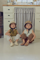 ［The beige］Frill cotton linen pants