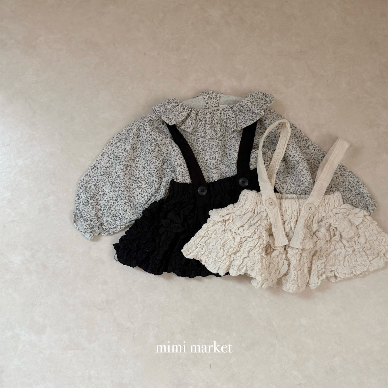 ［mimi market］Sion crinkle suspender skirt