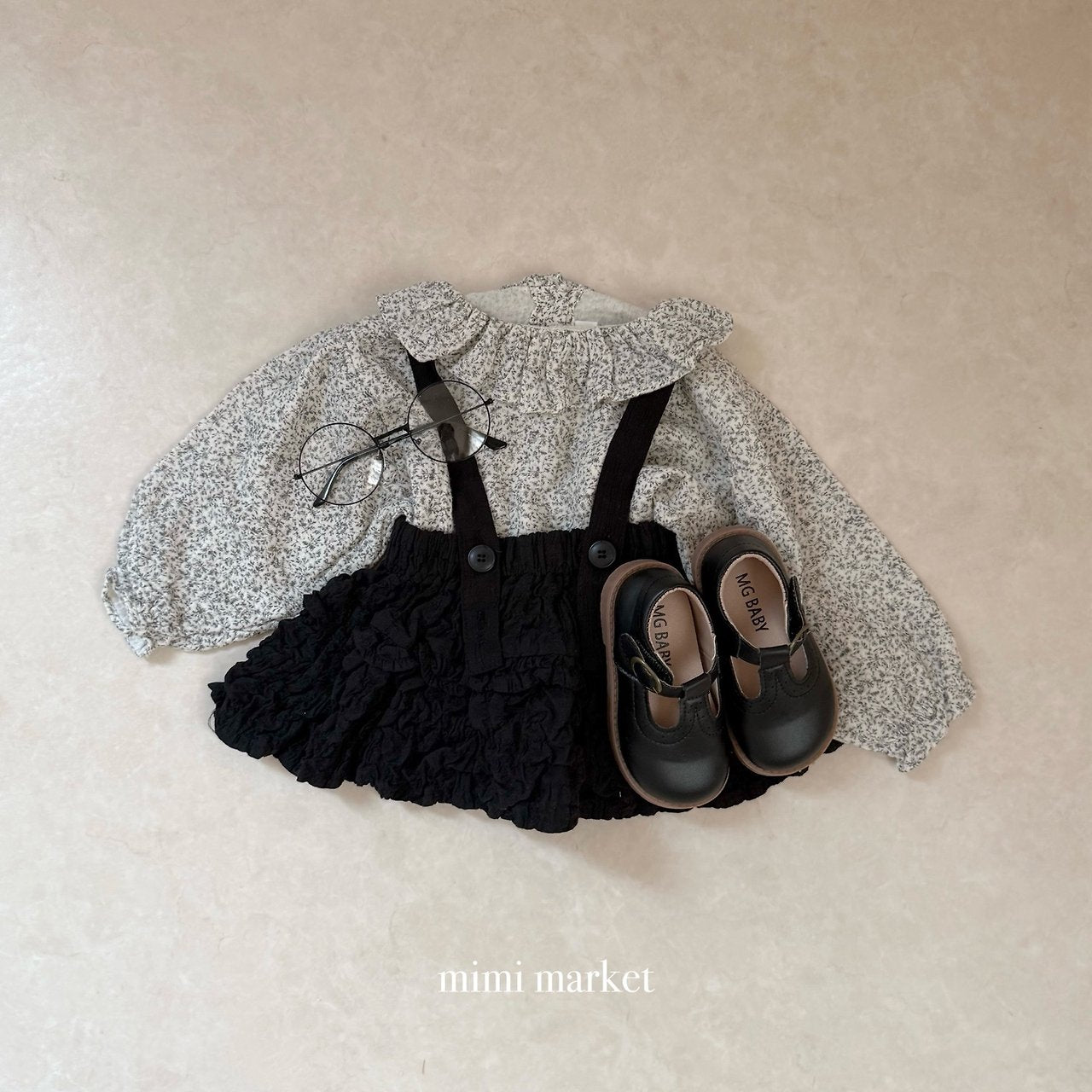 ［mimi market］Sion crinkle suspender skirt