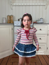 ［second moment］Bubble stripe ribbon tops