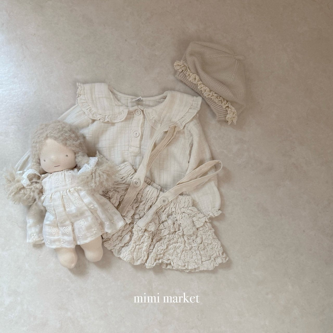 ［mimi market］Sion crinkle suspender skirt