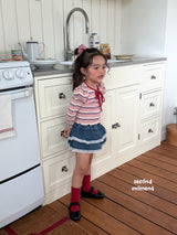 ［second moment］Bubble stripe ribbon tops