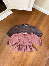 ［jujua］Ann check frill blouse