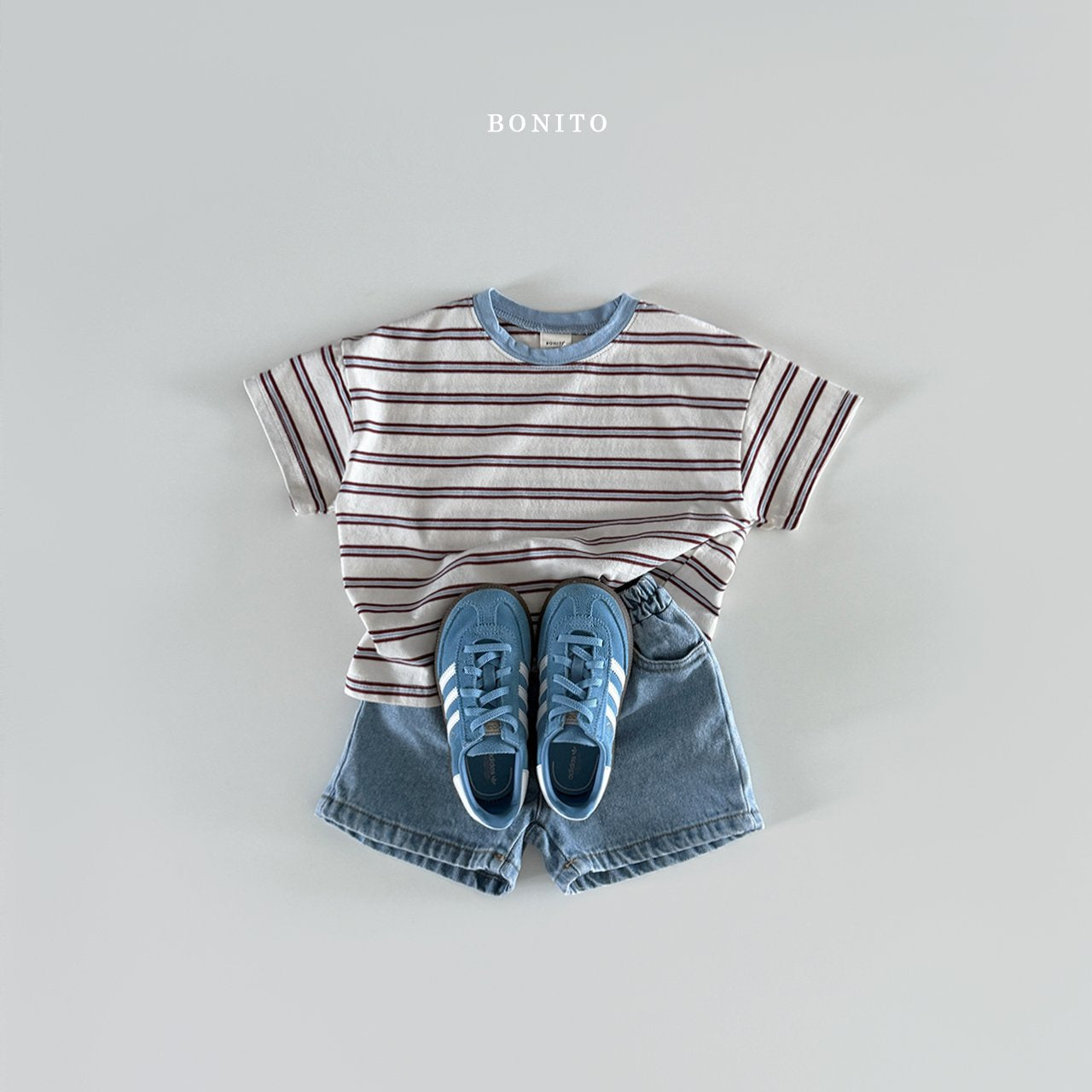 ［Bonito］Point neck stripe tee