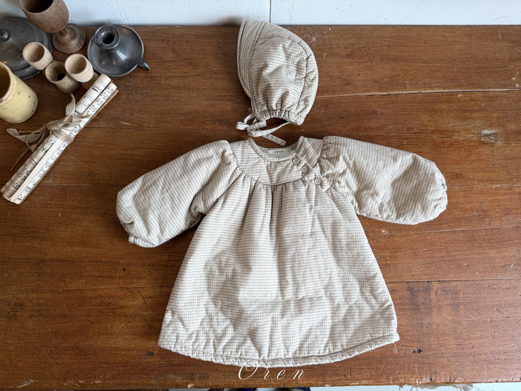 ［OREN］Baguette check padding one-piece (3oz)