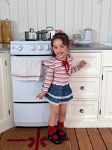 ［second moment］Bubble stripe ribbon tops