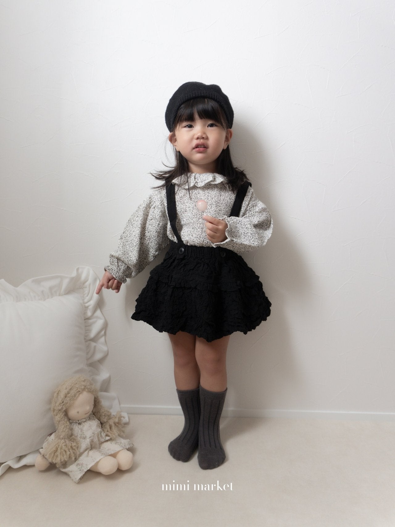 ［mimi market］Sion crinkle suspender skirt
