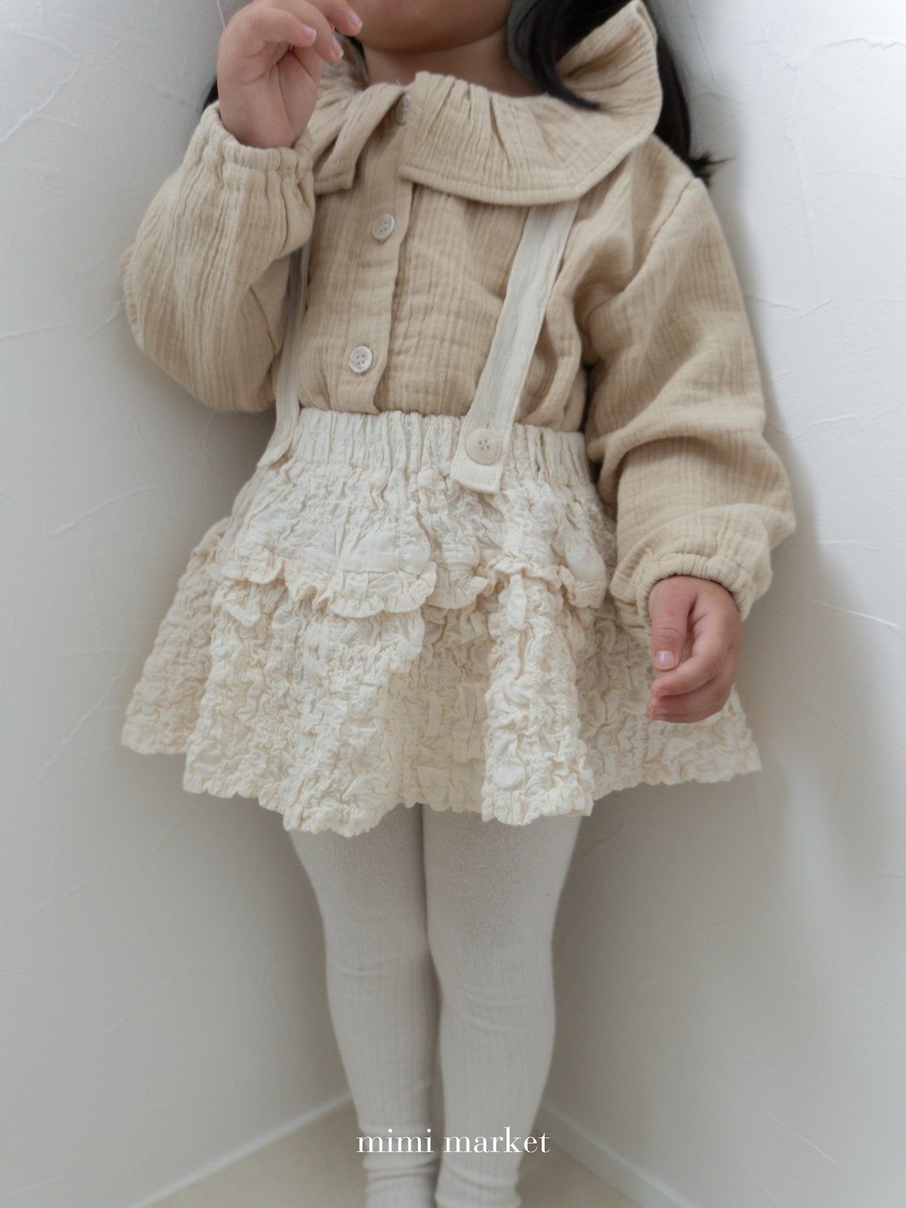 ［mimi market］Sion crinkle suspender skirt