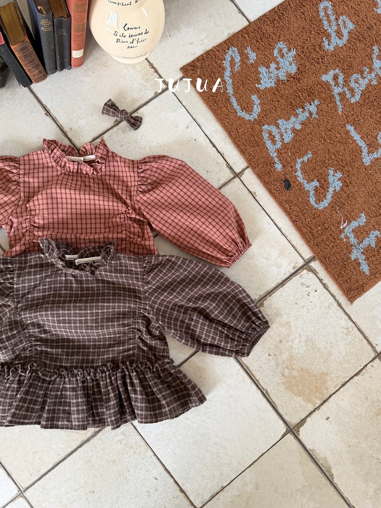 ［jujua］Ann check frill blouse