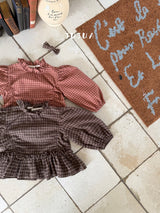 ［jujua］Ann check frill blouse