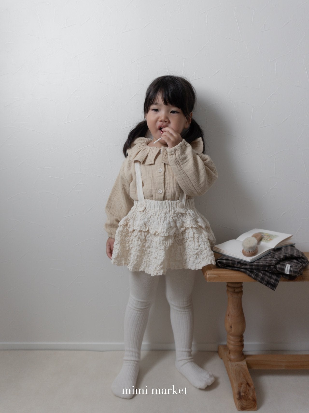 ［mimi market］Sion crinkle suspender skirt