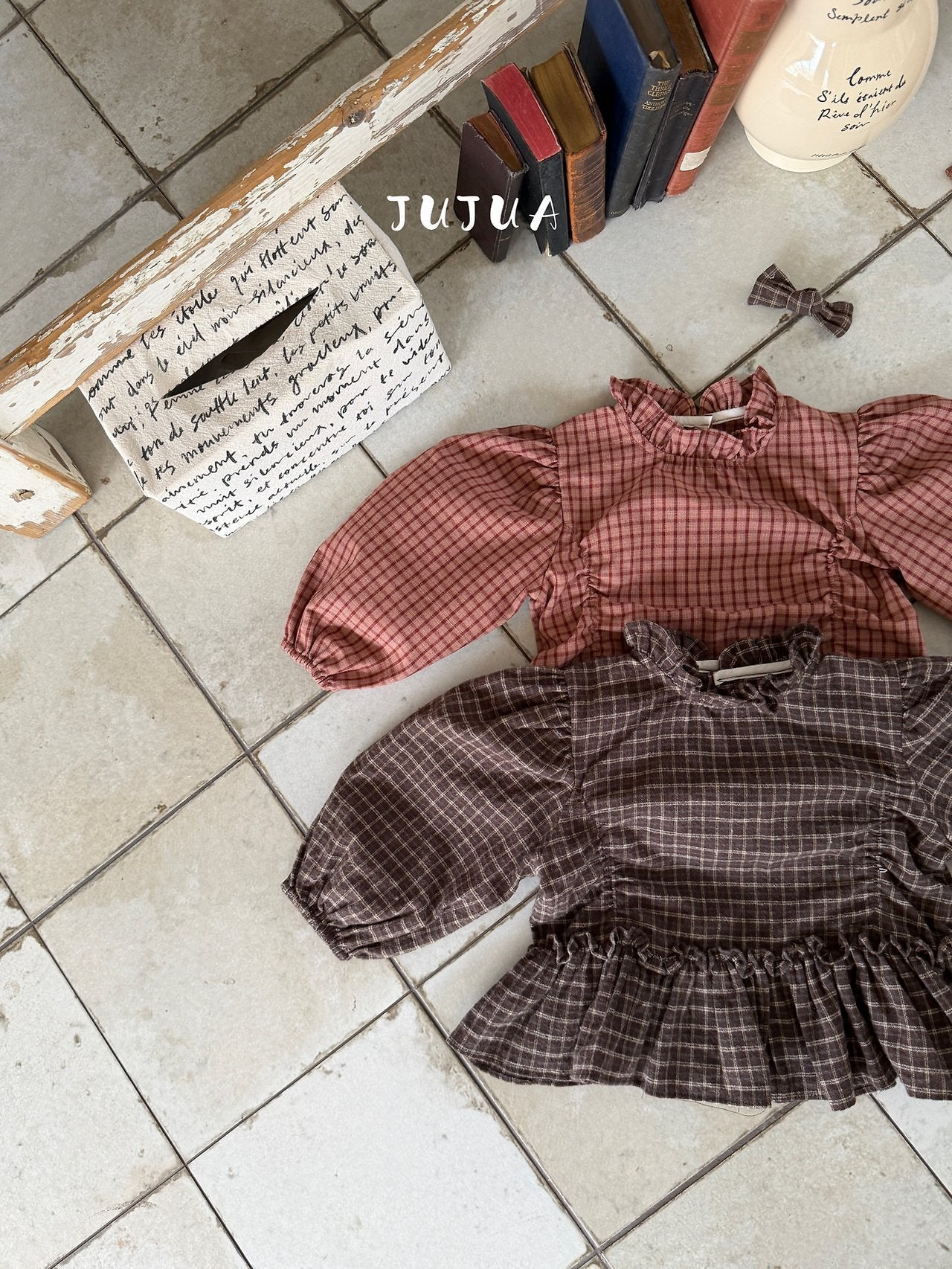 ［jujua］Ann check frill blouse