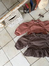 ［jujua］Ann check frill blouse