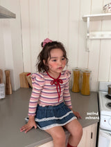 ［second moment］Bubble stripe ribbon tops