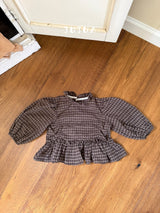 ［jujua］Ann check frill blouse