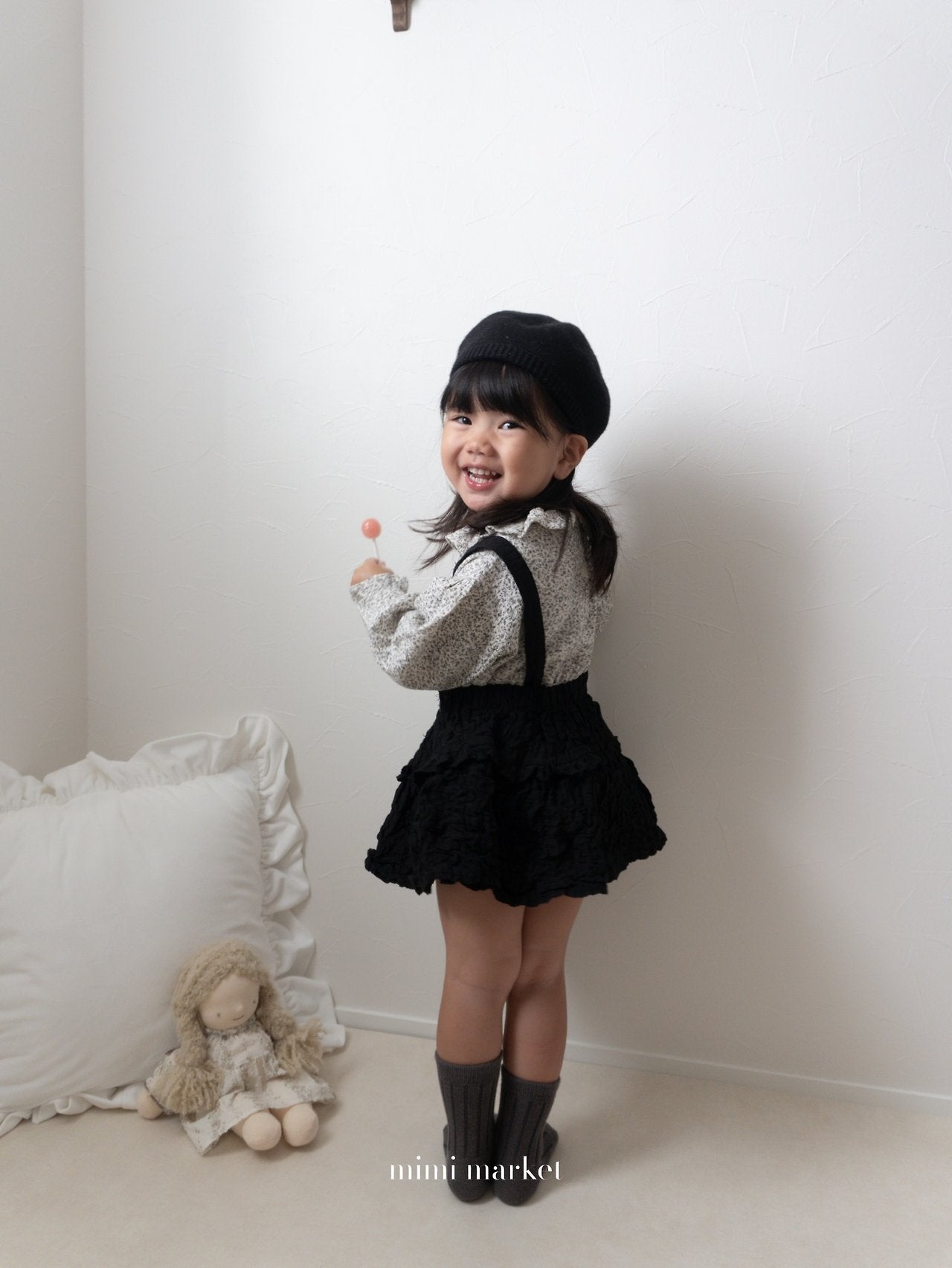 ［mimi market］Sion crinkle suspender skirt