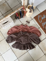 ［jujua］Ann check frill blouse