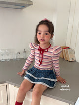 ［second moment］Bubble stripe ribbon tops