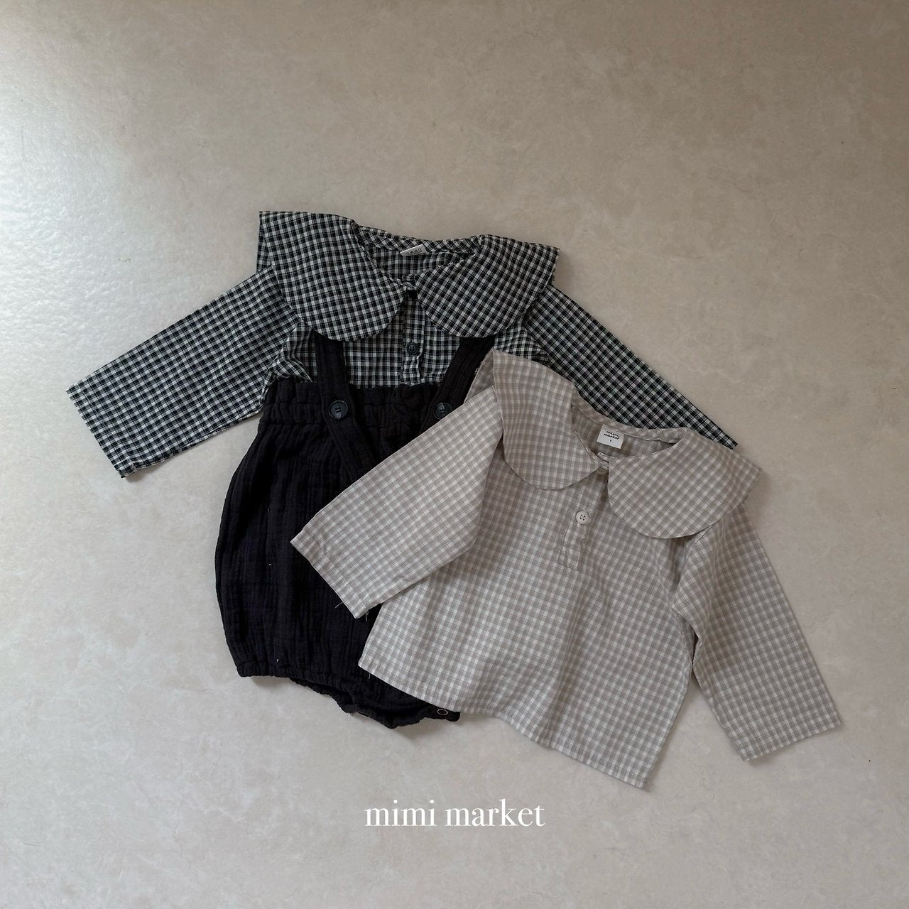 ［mimi market］Sunny check sailor blouse