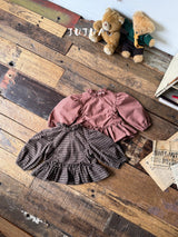 ［jujua］Ann check frill blouse