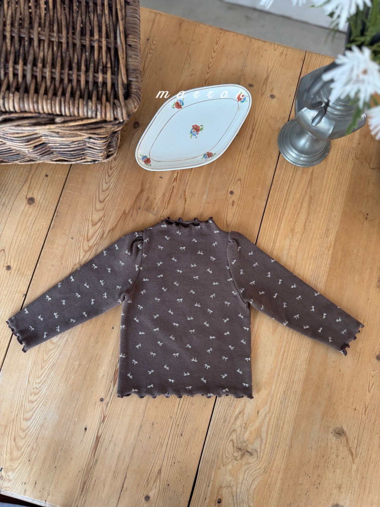 ［marron］Ribbon mellow neck tops