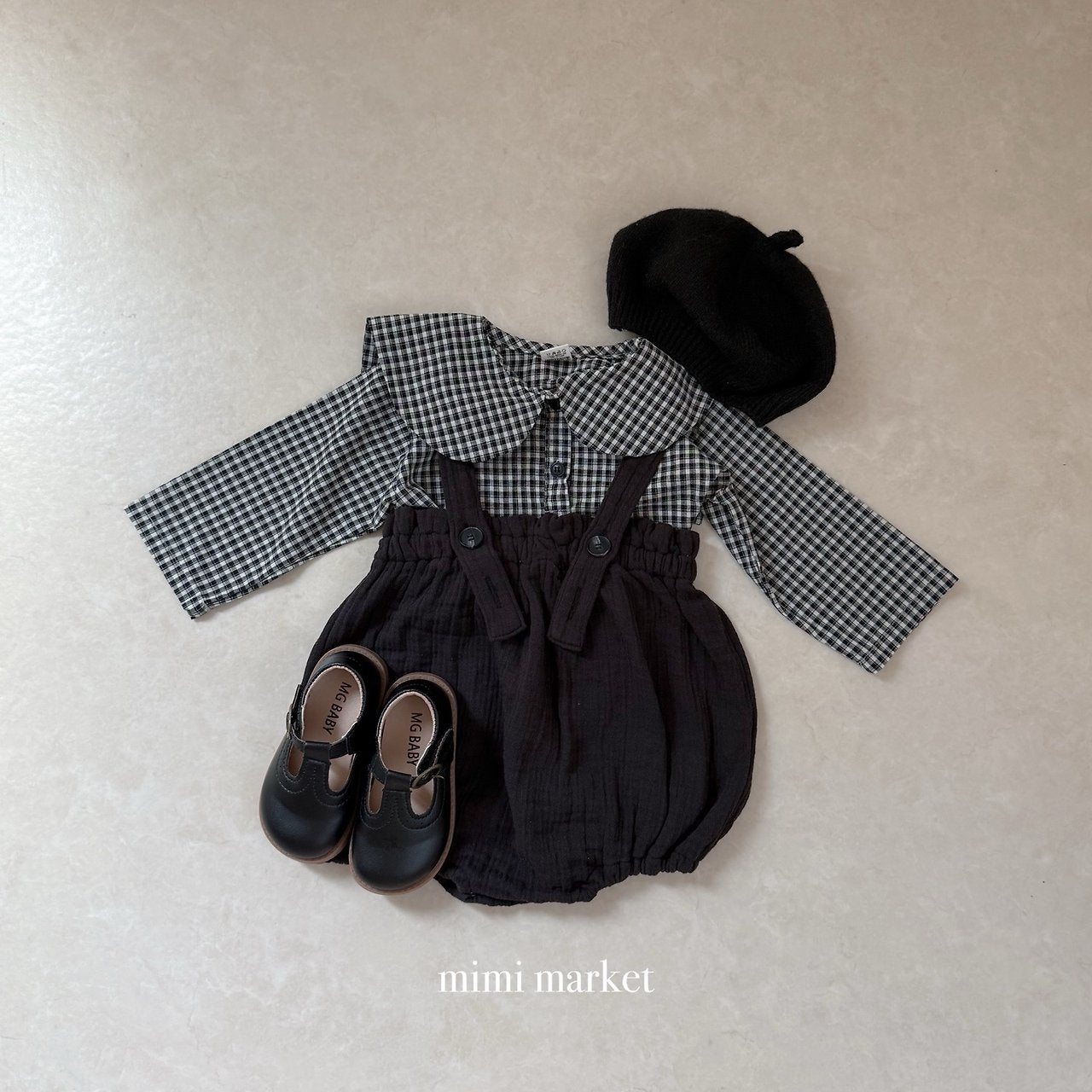［mimi market］Sunny check sailor blouse