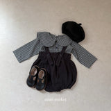 ［mimi market］Sunny check sailor blouse