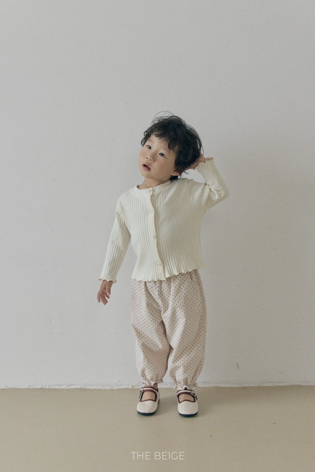 ［The beige］Dot Frill Pants