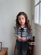 ［second moment］Bubble stripe ribbon tops