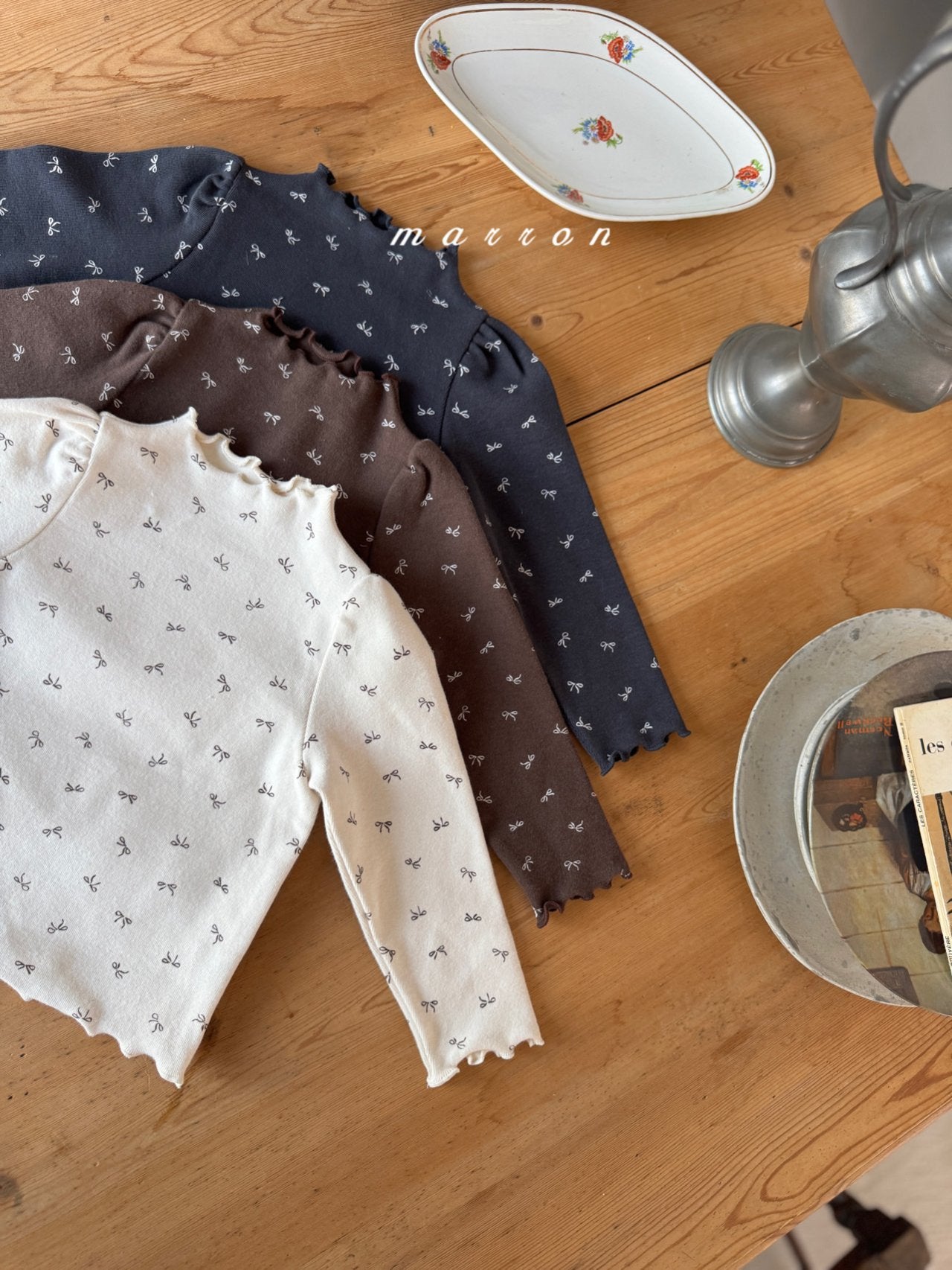 ［marron］Ribbon mellow neck tops