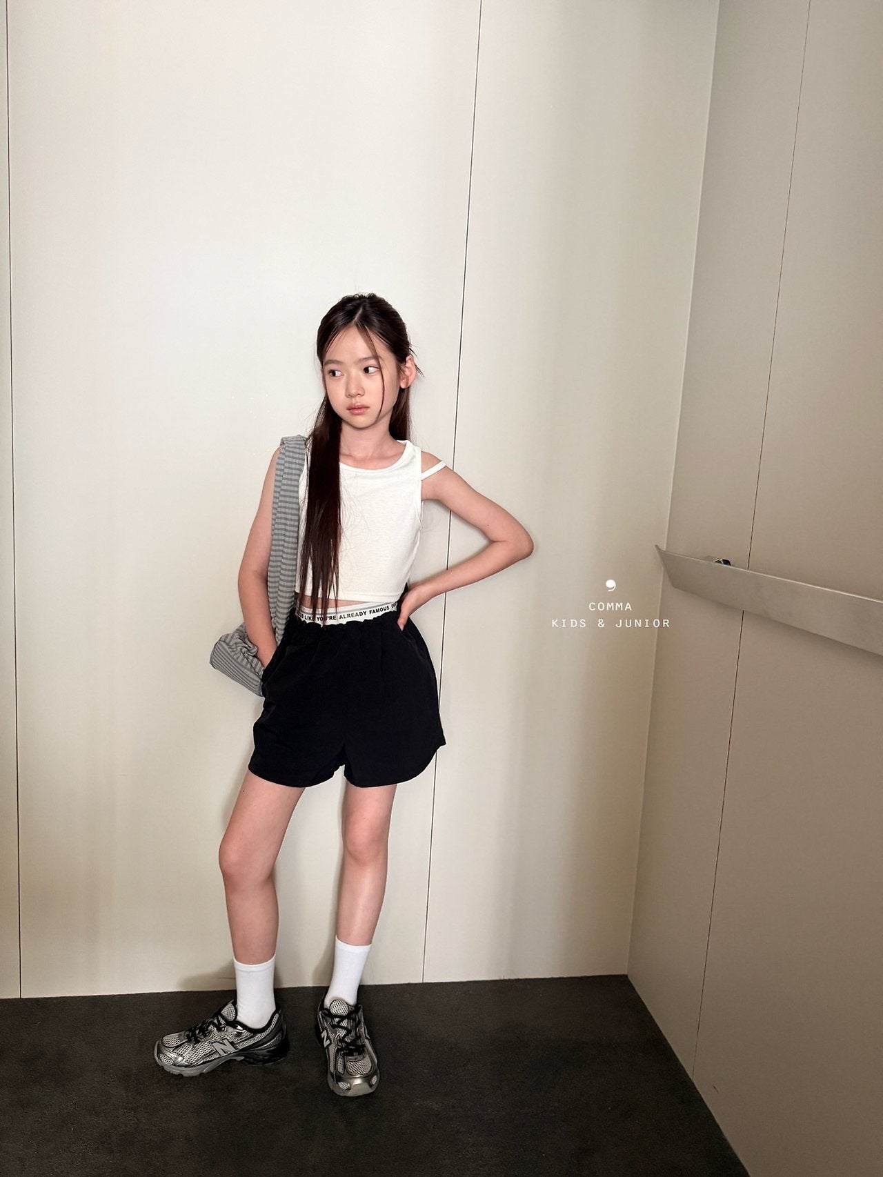 ［comma］Lettering band short pants