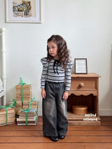 ［second moment］Bubble stripe ribbon tops