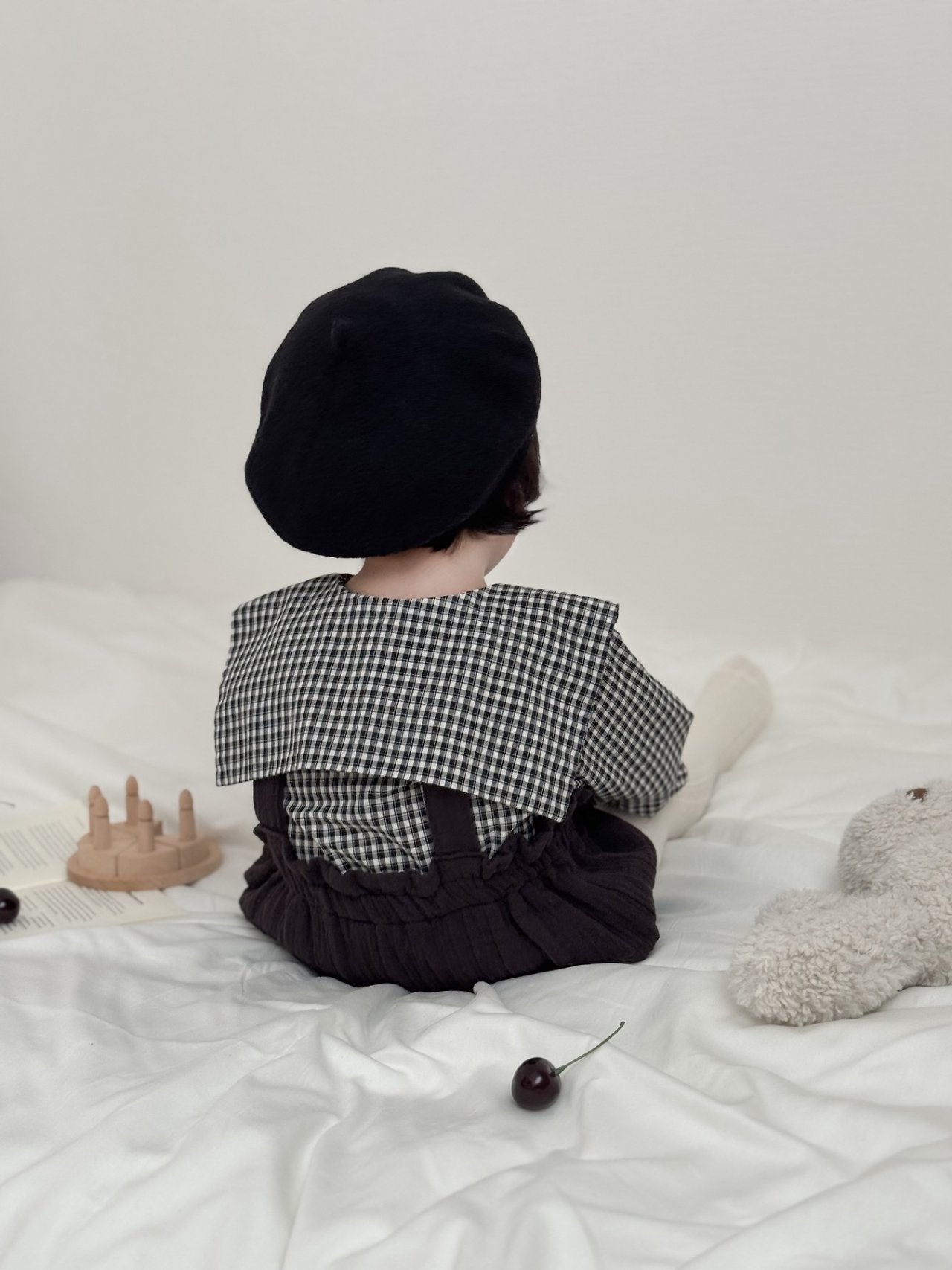 ［mimi market］Sunny check sailor blouse