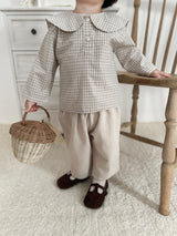 ［mimi market］Sunny check sailor blouse