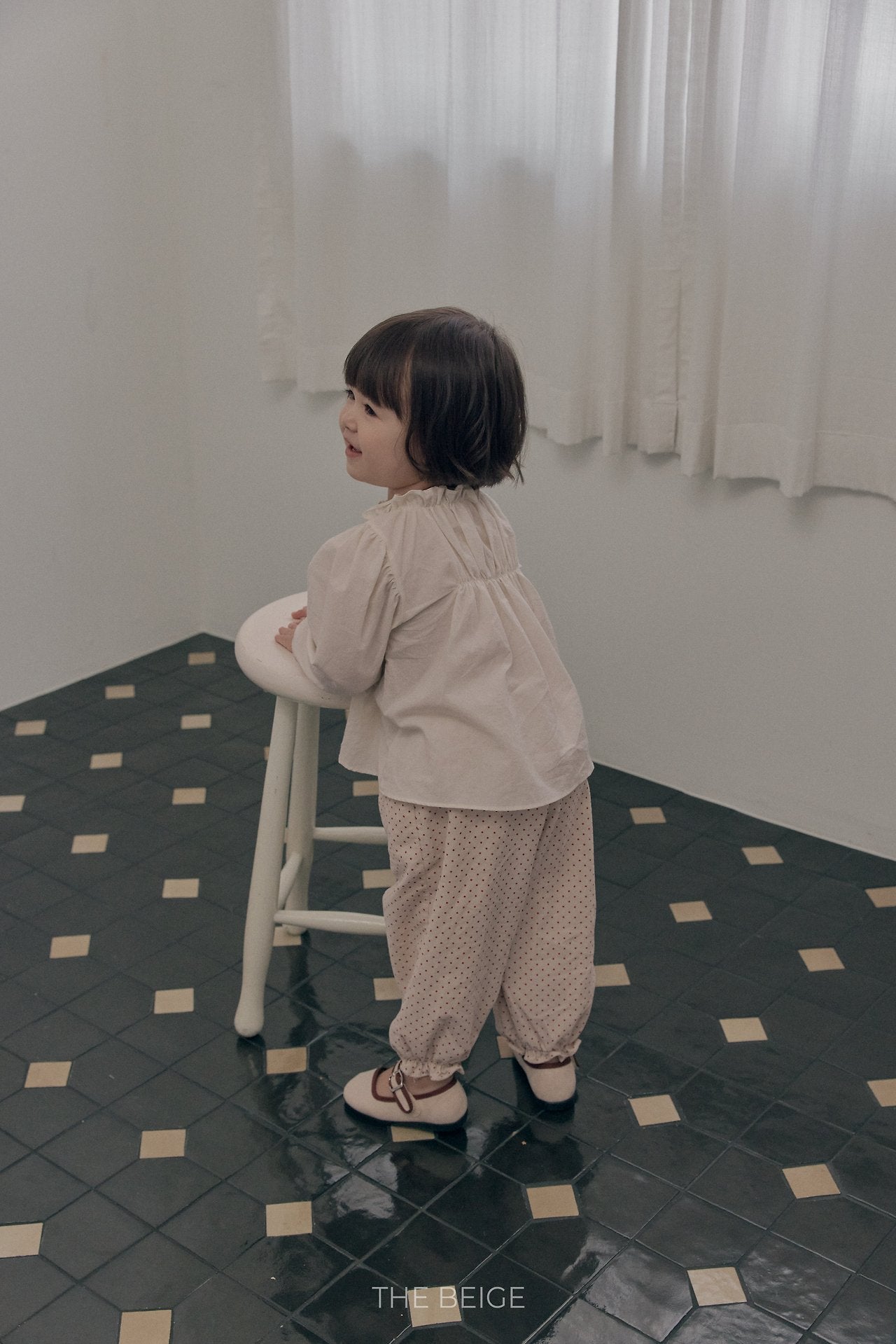 ［The beige］Dot Frill Pants