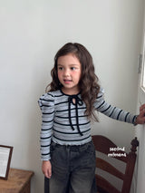 ［second moment］Bubble stripe ribbon tops