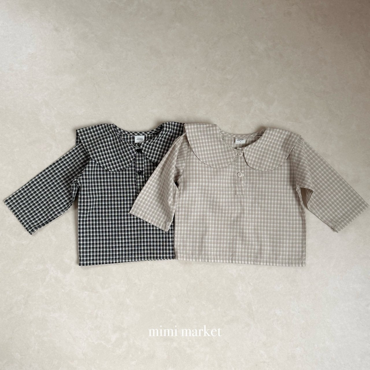 ［mimi market］Sunny check sailor blouse