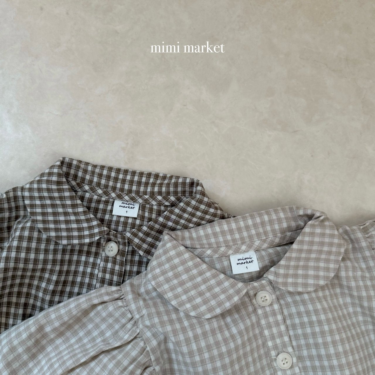 ［mimi market］Sunny check collar rompers