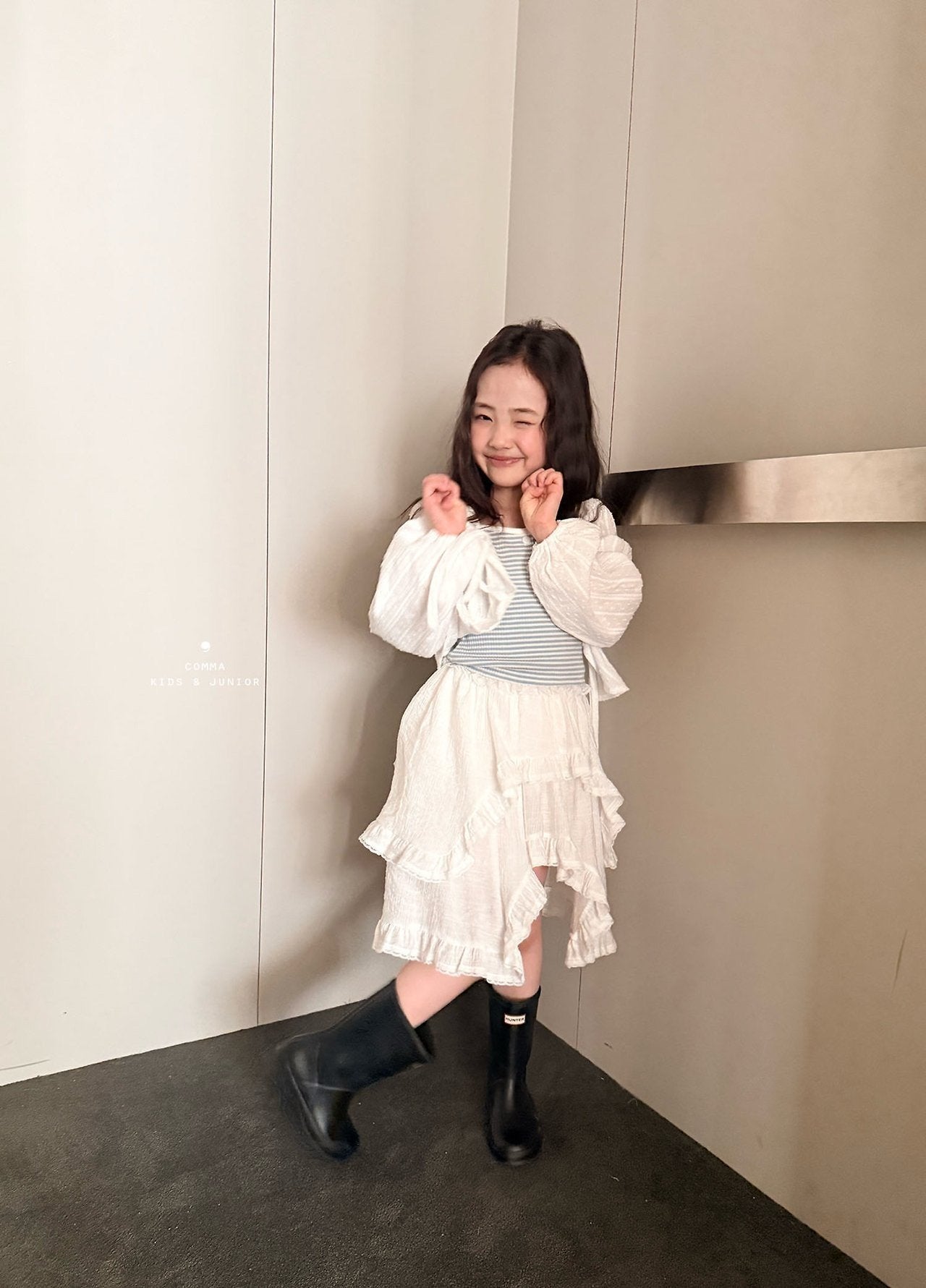 ［comma］Stripe lace camisole