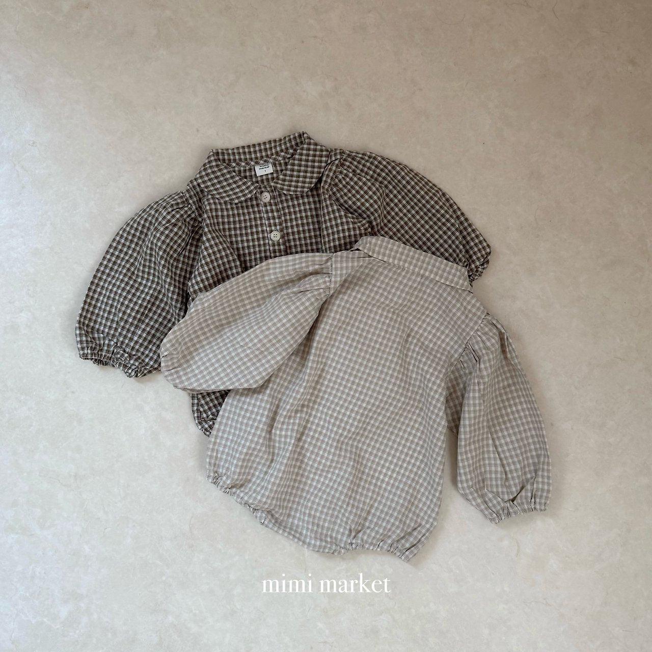 ［mimi market］Sunny check collar rompers