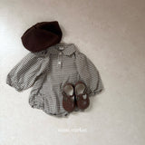 ［mimi market］Sunny check collar rompers