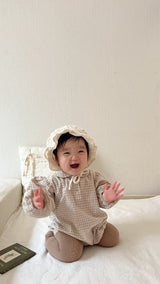 ［mimi market］Sunny check collar rompers