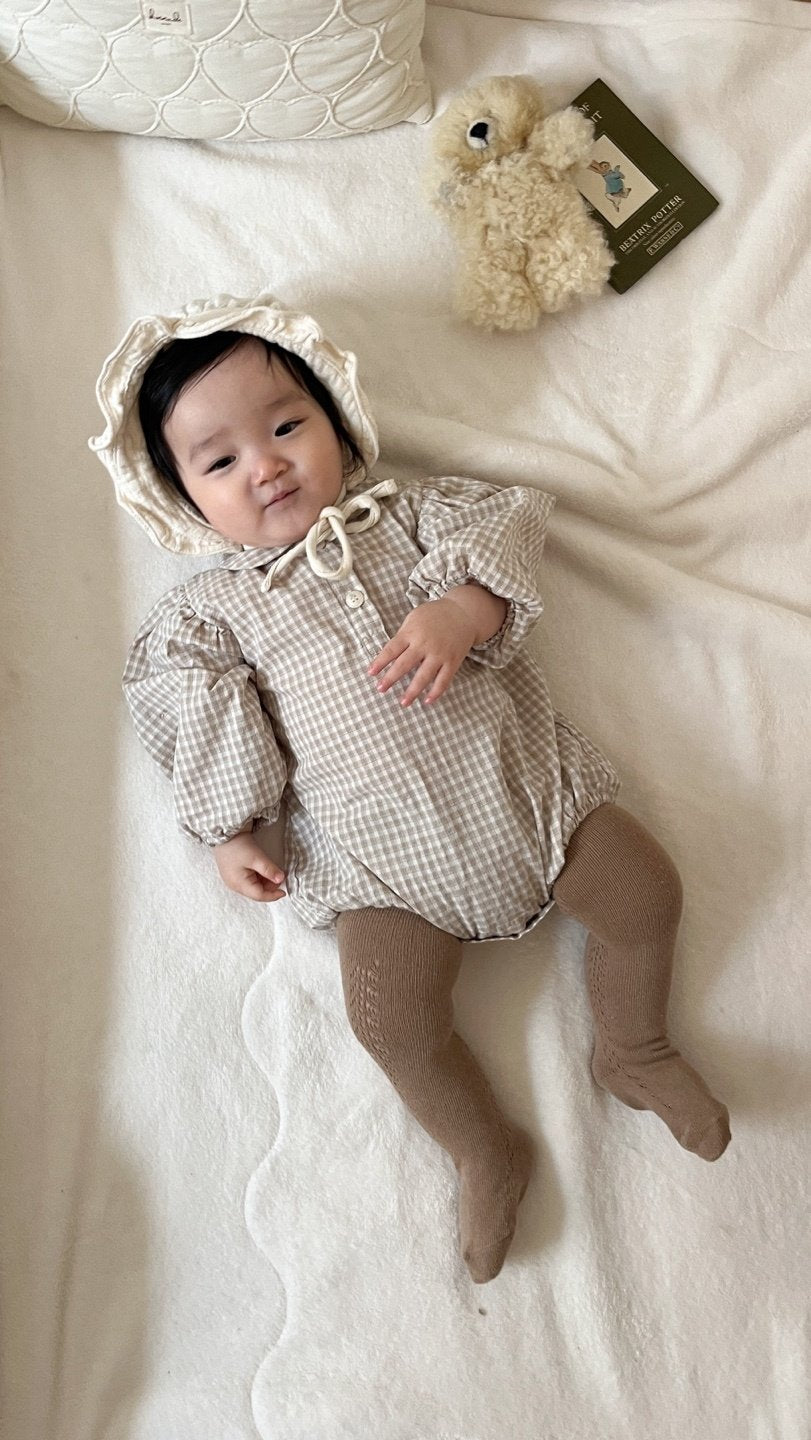 ［mimi market］Sunny check collar rompers