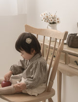 ［mimi market］Sunny check collar rompers