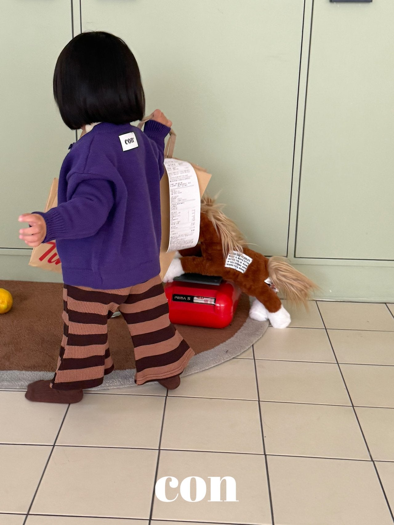［con］Choco stripe flare pants