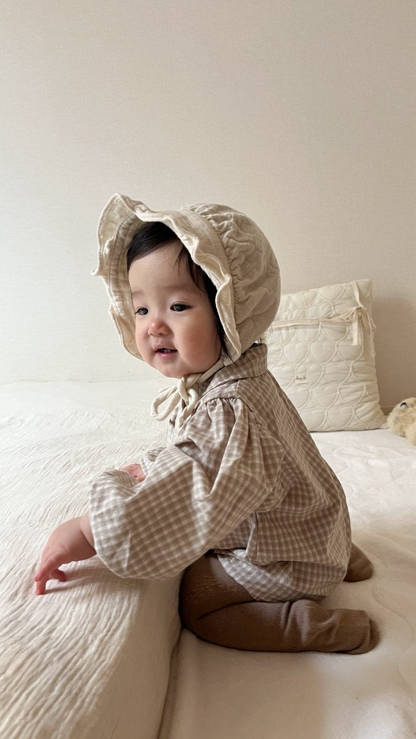 ［mimi market］Sunny check collar rompers